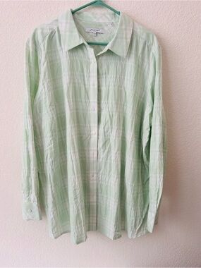 Foxcroft Light Mint Button-Down Shirt 22W
